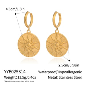 Sun Stainless Steel Gold Color Necklace Set h5