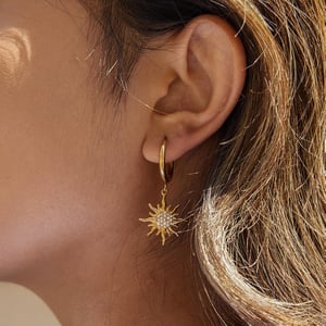 1 Pair Intricate Sun Stainless Steel Gold Color Women's Drop Earrings h5 Picture5
