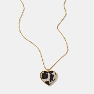 Leopard Print Heart Stainless Steel Pendant Necklace h5 Picture2