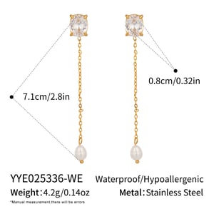 1 Paar unregelmäßig geformte Ohrringe aus Edelstahl mit goldfarbenem Zirkonia h5