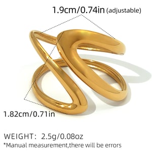 1 Piece  Retro Irregular Shape Stainless Steel  Gold Color  Women's Statement Rings h5 Picture2