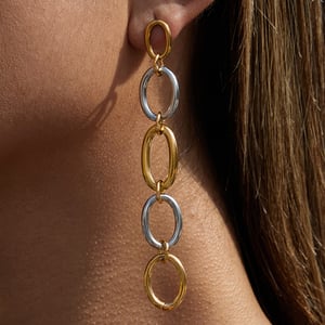 1 Pair Classic Circle Stainless Steel Gold&Silver Color Women's Dangle Earrings h5 Picture3