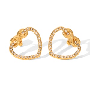 1 Pair Simple Daily Heart Stainless Steel  Gold Color  Zircon Women's Stud Earrings h5