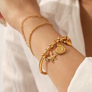 1 Piece Daily Turtle Stainless Steel   Gold Color  Zircon Women's Bangles h5 Picture3