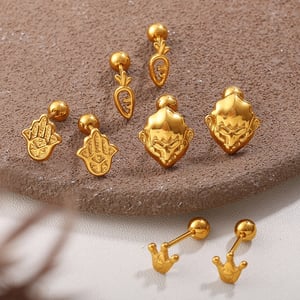 1 Pair Stainless Steel Gold Color Stud Earrings h5 Picture2