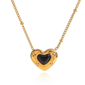 1 Piece Exquisite Heart Stainless Steel Gold Color Natural Stone Women's Pendant Necklaces h5