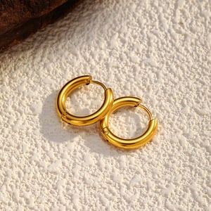 1 Pair Simple Stainless Steel Gold Color Hoop Earrings h5 Picture4