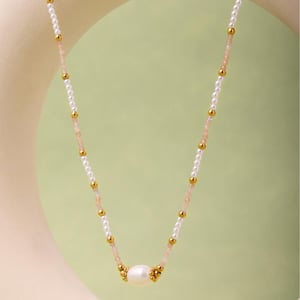 1 Piece Classic Stainless Steel Gold Color Natural Stone Women's Beaded Necklaces h5 Picture5