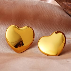1 Pair Heart Stainless Steel Gold Color Stud Earrings h5 Picture3