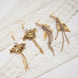 1 Pair Luxurious Tassel Stainless Steel Gold Color Zircon Women's Dangle Earrings h5 Picture5