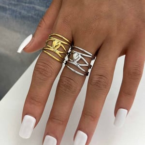 1 Piece Simple  Retro Irregular Shape Heart Stainless Steel  Women's Statement Rings h5 Picture7