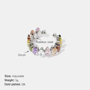 Luxurious Circle Stainless Steel Gemstone Ring h5