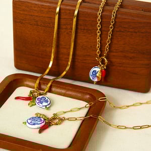 1 Piece Retro Flower Capsicum Stainless Steel  Women's Pendant Necklaces h5 Picture3