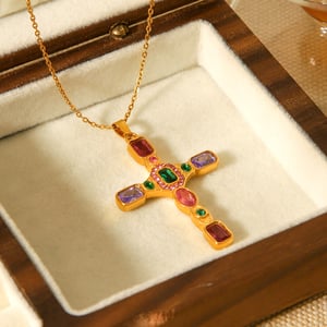 1 Piece Daily Cross Stainless Steel   Gold Color Women's Pendant Necklaces h5 Picture4