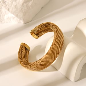 1 Piece Irregular Shape Stainless Steel Gold Color Cuff Bracelet h5 Picture2