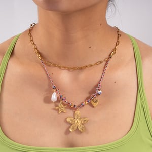 1 Piece Vivid Flower Stainless Steel Gold Color Women's Pendant Necklaces h5 Picture4
