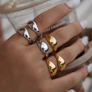 1 Stück lässige unregelmäßige Form Edelstahl Gold Farbe Damen Statement Ringe h5 Bild2