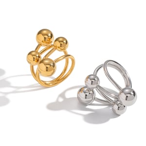 1 Stück Statement-Ring aus Edelstahl in Kugelform in Goldfarbe h5 Bild5