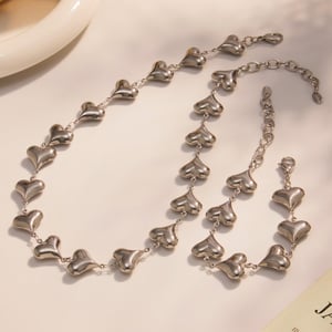 Romantic Heart Stainless Steel Gold Color Women's Jewelry Sets h5 Picture5
