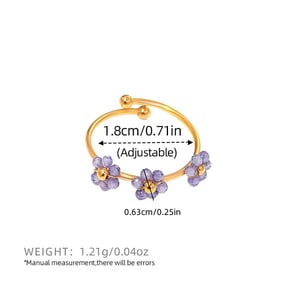 1 Piece  Casual Flower Stainless Steel  Gold Color Women’s Statement Rings h5