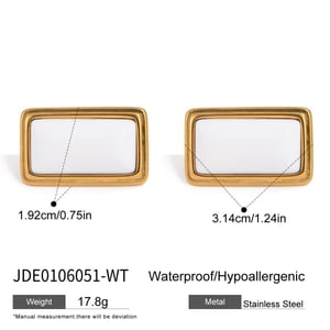1 Paar Retro Rechteck Achat Edelstahl Gold Farbe Damen Ohrstecker h5