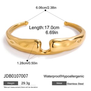 1 Piece Classic Hammer Pattern Stainless Steel Gold Color Women's Cuff Bracelets h5 Picture2