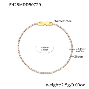 1 Piece Delicate Lines Stainless Steel Gold Color Zircon Women's Chain Bracelets h5