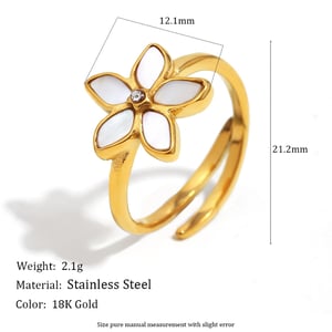 1 Piece Chic Flower Stainless Steel Gold Color Shell Statement Rings h5 Picture2
