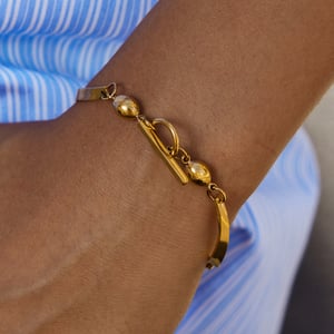 1 Piece Modern Wavy Line Stainless Steel Gold Color Women's Chain Bracelets h5 Picture3