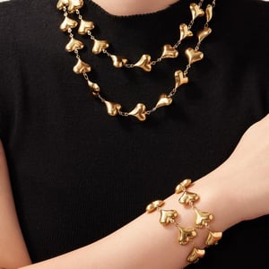 Romantic Heart Stainless Steel Gold Color Women's Jewelry Sets h5 Picture2