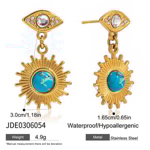 1 Pair Classic Eye Stainless Steel Gold Color Calaite Women's Drop Earrings h5 Picture2