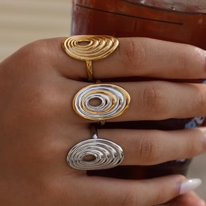 1 Piece Simple Series Retro Circle Stainless Steel  Women's Statement Rings h5 Picture3