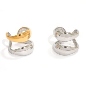 1 Stück lässige unregelmäßige Form Edelstahl Gold Farbe Damen Statement Ringe h5 Bild7