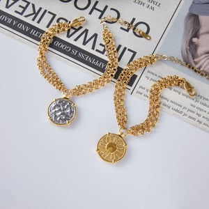 Classic Sun Two-sided Stainless Steel Gold Color Women's Jewelry Sets h5 Picture4