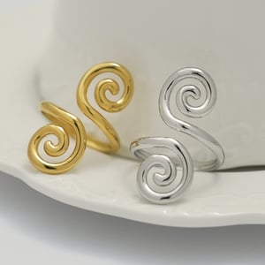 1 Piece  Retro Circle Stainless Steel  Gold Color Women's  Statement Rings h5 Picture6