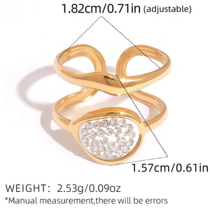 1 Piece Casual Hollowed-out Stainless Steel Gold Color Statement Rings h5 Picture2