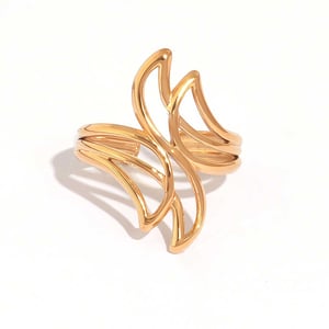 1 Piece Casual Irregular Shape Stainless Steel Gold Color Statement Rings h5