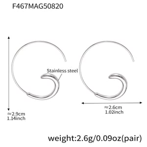 1 Pair Minimalist Irregular Circle Stainless Steel Gold Color Women's Hoop Earrings h5