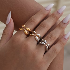 1 Stück einfache unregelmäßige Form Edelstahl Gold Farbe Damen Statement Ringe h5 Bild3
