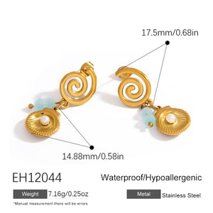 1 Pair Luxurious Shell Stainless Steel  Women's Drop Earrings h5 Picture2