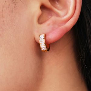 1 Pair Shinning Stainless Steel Gold Color Women's Hoop Earrings h5 Picture4