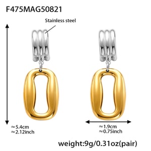 1 Pair Modern Rectangular Stainless Steel Gold Color Women's Drop Earrings h5