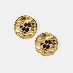 Leopard Print Thread Stainless Steel Gold Color Stud Earrings h5 Picture2