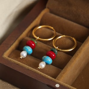 1 Pair Elegant Beads Stainless Steel Natural Stone Women's Drop Earrings h5 Picture3