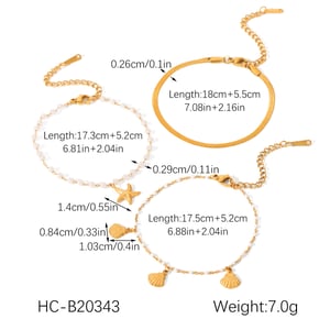 1 Set Simple Daily Stainless Steel  Gold Color  Women's Beaded Bracelets h5 Picture2