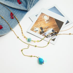 1 Piece Classic Calaite Droplet Stainless Steel Gold Color Women's Layered Necklaces h5 Picture6