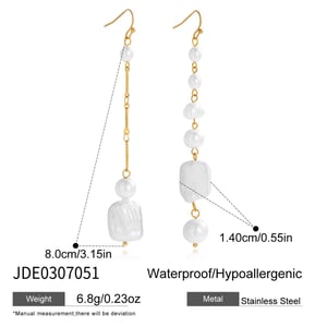 1 Pair Elegant Beads Stainless Steel Gold Color Women's Drop Earrings h5 Picture2