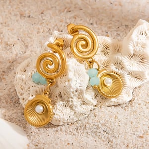 1 Pair Luxurious Shell Stainless Steel  Women's Drop Earrings h5 Picture6