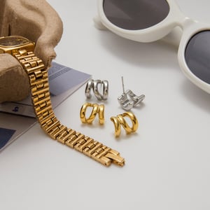 1 Pair Irregular Shape Stainless Steel Gold Color Women's Stud Earrings h5 Picture4