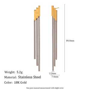 1 Piece Tassel Mixed Gold&Silver Colors Stainless Steel Women's Dangle Earrings h5 Picture2
